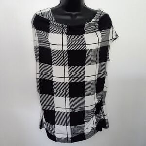 Worthington boatneck plaid blouse